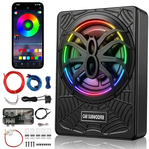 Vevitts 10 inch Subwoofer, Underseat Car 1800W Slim Subwoofer with Light, Enhanced Bass and Powered Subwoofer Car Audio with Mounting Wire Kit Fit Truck SUV Jeep MPV Vevitts 10 inch Subwoofer, Underseat Car 1800W Slim Subwoofer with Light, Enhanced Bass and Powered Subwoofer Car Audio with Mounting Wire Kit Fit Truck SUV Jeep MPV