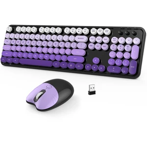 MOFII Retro Round Wireless Keyboard and Mouse Combo, Full Size 2.4G Lag-Free Plug & Play, Long Battery Life Optical Mouse, Compatible with Laptop Desktop PC- Black Purple Gradient MOFII Retro Round Wireless Keyboard and Mouse Combo, Full Size 2.4G Lag-Free Plug & Play, Long Battery Life Optical Mouse, Compatible with Laptop Desktop PC- Black Purple Gradient
