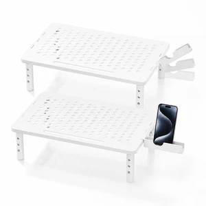Canyora Computer Monitor Stand Riser for Desk, 3 Height Adjustable PC Laptop TV Desktop Monitor Stand Shelf, Metal Printer Table with Phone Holder, Stand Riser for Desk, Office Desk Organizers and Acc Canyora Computer Monitor Stand Riser for Desk, 3 Height Adjustable PC Laptop TV Desktop Monitor Stand Shelf, Metal Printer Table with Phone Holder, Stand Riser for Desk, Office Desk Organizers and Acc