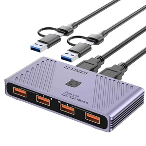 LLYDZKG USB 3.2 Gen2 Switch 10Gbps, Aluminum Switcher 2 Computers Share 4 USBA Ports, with CrossScreen Control & DragDrop File Transfer, for Keyboard Mouse HDD SSD, USB-A/C Cable 100cm (LLY-G412) LLYDZKG USB 3.2 Gen2 Switch 10Gbps, Aluminum Switcher 2 Computers Share 4 USBA Ports, with CrossScreen Control & DragDrop File Transfer, for Keyboard Mouse HDD SSD, USB-A/C Cable 100cm (LLY-G412)