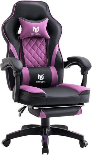 Gaming Chair with Footrest, Purple Gaming Chair, Computer Gaming Chair for Kids, Big and Tall Gaming Desk Chair, Comfortable Reclining Gaming Chair for Heavy People,Heavy Duty Gaming Chair for Adults