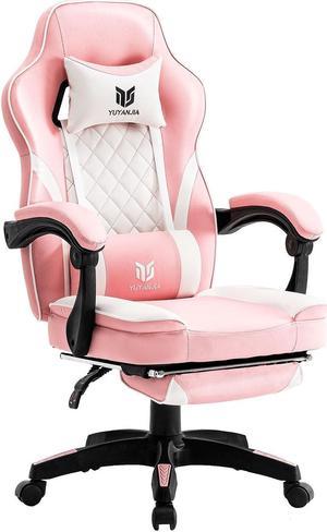 Pink Gaming Chair, Gaming Chair with Footrest, Computer Gaming Chair for Kids, Big and Tall Gaming Desk Chair, Comfortable Reclining Gaming Chair for Heavy People,Heavy Duty Gaming Chair for Adults