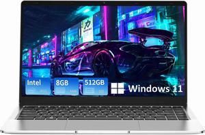 Thin Laptop 14.1Inch Laptop 8GB RAM 512GB SSD, IPS1080PLaptop, Intel Quad-Core(Up to 2.7GHz) J4125 Processor Windows 11 Pro Laptop, HD Camera, Dual Frequency WiFi(2.4G/5G)