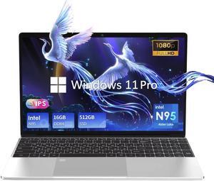 GXMO 15.6" Laptop, 16GB RAM, 512GB SSD, FHD 1920x1200, BT5.0,Quad-Core Intel 12th Gen N95 Processor, Traditional Laptops, Backlit Keyboard,HD Camera, Fingerprint Unlock