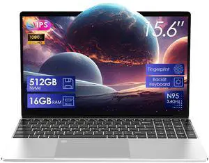 2025 Laptop Computer Intel 12th Gen N95,(Up to 3.4GHz),15.6 Thin Laptop16GB RAM, 512GB SSD, IPS 1080P Laptop, Fingerprint Unlock, Backlit Keyboard  Lightweight & Portable Laptop 2 Years Warranty