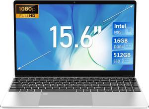 15.6 inch Laptop 12th Gen Alder Lake N95(Up to 3.4Ghz) 16GB RAM 512GB SSD, Windows 11 Pro Laptop Computer with Narrow Bezels Design, 2.4G/5G WiFi, BT4.2, Fingerprint Unlock, Backlit Keyboard