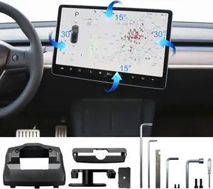KSPIV Tesla Model 3 Model Y Screen Swivel Mount Rotating Holder for Center Console Navigation Original Silver Screen,Upgraded Four Directions,Rotate Left & Right,Rotate Up & Down,2017-2023 Accessories
