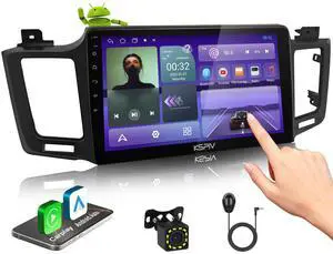 KSPIV 10.1 Inch Car Radio Stereo for 2013-2018 Toyota RAV4 Head Unit with Wireless Carplay/Android Auto Android 14 4+64G Radio Support GPS Navigation/WiFi/Bluetooth/Backup Camera