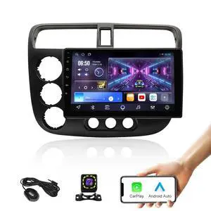 KSPIV 9" Car Stereo for Honda Civic 2001-2005 Radio, Wireless CarPlay/Android Auto,Android Head Unit with GPS Navigation 2+64G/4+64G HiFi Sound 16-Band EQ Bluetooth Backup Camera HD Touch Screen