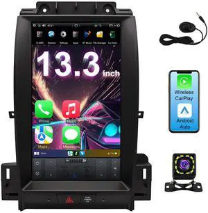 KSPIV 13.3 inch Car Stereo Radio for Ford Taurus 2012 2013 2014 2015 2016, Wireless Carplay/Android Auto,Android Head Unit with Bluetooth WiFi FM/AM  SWC Backup Camera 4G+64GB