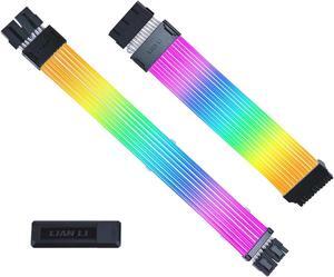 Lian Li STRIMER Wireless 24 Pin and  STRIMER Wireless TRIMER Wireless GPU 2x8 Pin Addressable RGB GPU Power Extension Cable Combo(Included Wireless Transmitter)