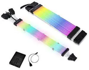 LIAN LI STRIMER PLUS V2 24 Pin and STRIMER PLUS V2 168-8 (12+4 pins to 3X8 pins) Combo,Addressable RGB Power Extension Cable and Addressable RGB VGA Power Cable,Include Controller for L-Conne