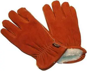 G & F Winter Work Gloves, 3 Sued Cowhide Leather, Excellent Grip, 3 Pairs, Gender Unisex, Size Large