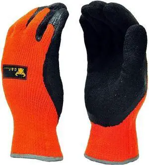 G&F Micro Foam Orange Latex Double Coated Adult Men Winter Gloves, 12 Pair, Color Orange, Size Large