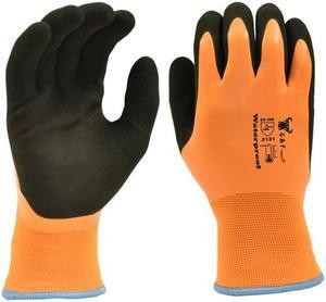 G&F Unisex Winter Work Gloves - 1 Pair, Large, Double Thermal Shell, Latex Coated, Orange XX-Large