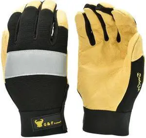 G&F Products Dark Owl High Visibility Reflective Performance Mechanics Work Gloves Men's Large