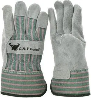 G&F Gardening Gloves, Safety Cuff, Leather, Pack 1, Age 4 to 6 Color Brown Cowhide Leather