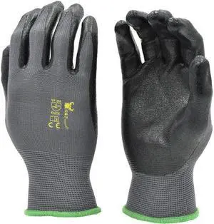 G & F Gloves Pro Seamless Knit Nylon Gloves Micro Form Nitrile Grip - 12 Pair - XL Black