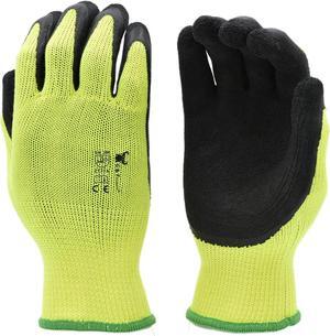 G & F Gloves for Work and Garden, Micro-Foam Textured Coated Palm, 6 Pairs, Color Green Medium