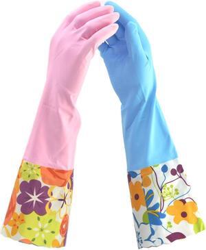 Finnhomy Vinyl Household Gloves, Latex Free ( 2 Pair Pack ) Medium Color Mixed Small