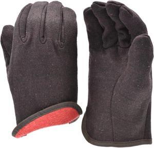 G & F Products Brown Jersey Winter Work Gloves with Red Fleece Lining