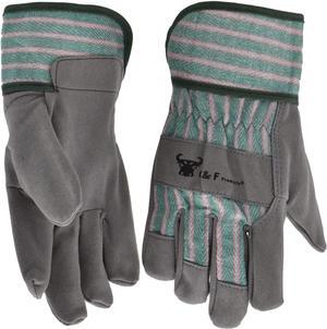G & F 5009M JustForKids Synthetic Leather Kids Garden Gloves, Kids Work Gloves, Grey, 4-6 years old