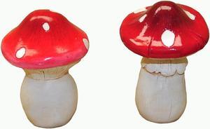 G & F 10043 MiniGardenn Fairy Garden Miniature Premium Collection Life Size Mushroom Statue (Set of 2), Red