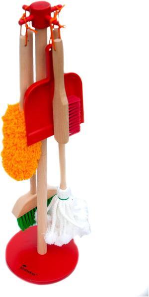 Eco-Friendly G&F Wooden Cleaning Play Set for Kids Ages 3+: Pretend Kit with Sustainable Wood Material by Green Kids