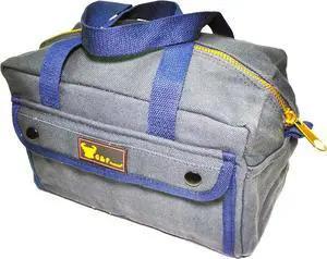 G & F 10095 Government Issued Style Mechanics Heavy Duty Tool bag with Brass zipper and side pockets, tool bag for cars, drill, garden and electrician. Navy Blue