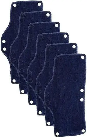G & F Terry Topper Cotton Blue Solid Print Snap-on Hat Sweatband, Unisex Comfortable, 6 Pieces