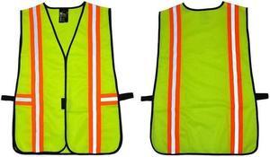 G & F 41112 Industrial Safety Vest with Reflective Stripes, Neon Lime Green