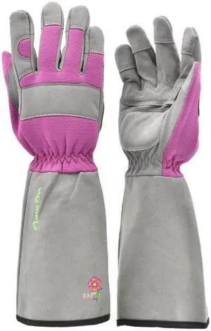 G & F Gardening Gloves 2431M Long Sleeve, Durable & Safe, Women's Medium, Color Pink