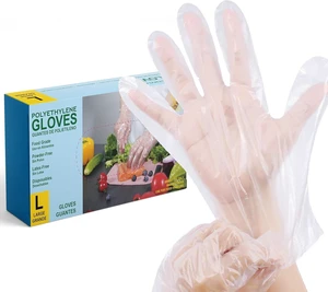 G & F Products Plastic Food Service Gloves Clear Poly Disposable Gloves Stretchable Fits All, Latex-Free, Powder-Free G & F Products Plastic Food Service Gloves Clear Poly Disposable Gloves Stretchable Fits All, Latex-Free, Powder-Free