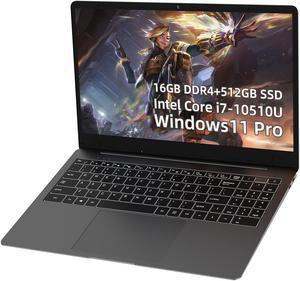 TUHUI  Laptop notebook Windows 11 Pro 15.6 inch Intel Core i7 10510U 16GB Memory RAM DDR4 512GB M.2 SSD Gray