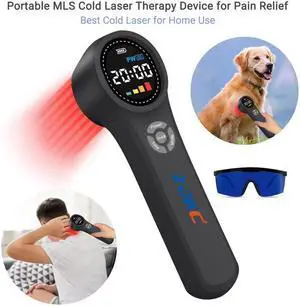 ZJKC Cold Laser Treatment Handheld 1760mW 660nmx16+810nmx4+980nmx4 Pdt Light Therapy Cold Laser Treatment Device for Pain Relief Arthritis Frozen Shoulder Black