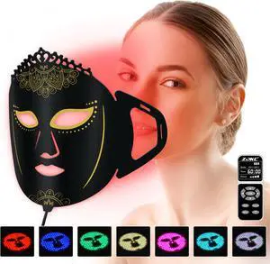 ZJKC 7 Color Led Light Therapy Face Mask Red Light Therapy for Face, Upgraded Led Face Mask Light Therapy include 360PCS Led, Portable Silicone Beauty Facial Mask, Led Mask Therapy at Home and Trave