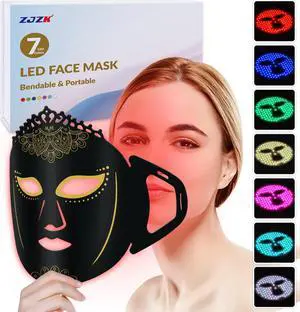 ZJZK Best At Home Red Light Therapy 7 Color Led Light Therapy Face Mask Beauty Facial Mask For Skin Rejuvenation Skin Repair Black