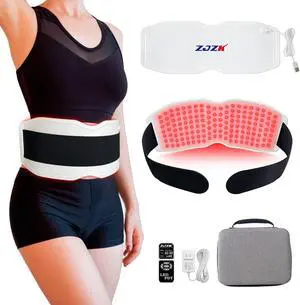 ZJZK 24W Silicone Heating Pad For Back Neck And Shoulders Red Infrared Light Phototherapy Physical Therapy Device Body Wrap Belt