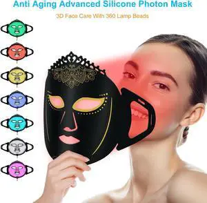 ZJZK Led Lighted Face Mask 7 Color Light Therapy 1000Hz For Repair Damaged Skin Improve Skin Elasticity Lighten Dark Circles Black ZJZK Led Lighted Face Mask 7 Color Light Therapy 1000Hz For Repair Damaged Skin Improve Skin Elasticity Lighten Dark Circles Black