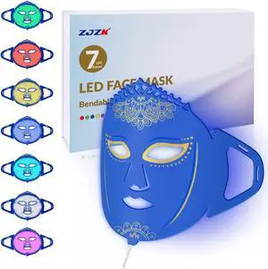 ZJZK Red Light Therapy For Face, Led Red Light Therapy Mask 360Pcs Chips For Collagen Production Anti-Aging Firm Skin 1000Hz Blue