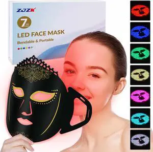 ZJZK 7 Color LED Face Mask Light Therapy Mask for Facial Wrinkles Skin Care Xmas Gift