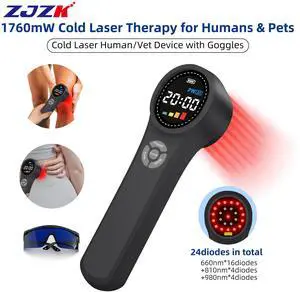 ZJZK Handheld Red Light Therapy Device, Cold Light Therapy Machine for Knee, Shoulder, Muscle, Joint Pain Relief,980nmx4 810nmx4 660nm*16,, Near Infrared Light Therapy for Human at Home or Travel