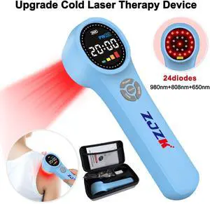 ZJZK Handheld Red Light Therapy Device, Cold Light Therapy Machine for Knee, Shoulder, Muscle, Joint Pain Relief,980nmx4 810nmx4 660nm*16,, Near Infrared Light Therapy for Human at Home or Travel Blue
