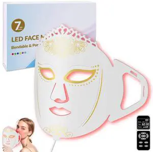 ZJKC 7 Color Led Light Therapy Face Mask, Red Light Therapy for Face, Upgraded Led Face Mask Light Therapy include 360PCS Led, Portable Silicone Beauty Facial Mask, Led Mask Therapy at Home and Travel