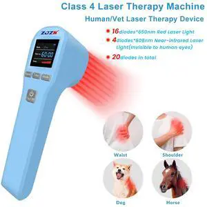 Cold Laser Therapy Device for Muscle & Joint, 4x808nm+16x650nm, Pain Relief, Accelerate Healing, Home Light Therapy for Human and Animals Blue