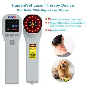 Cold Laser Therapy Device for Muscle & Joint, 4x808nm+16x650nm, Pain Relief, Accelerate Healing, Home Light Therapy for Human and Animals Grey