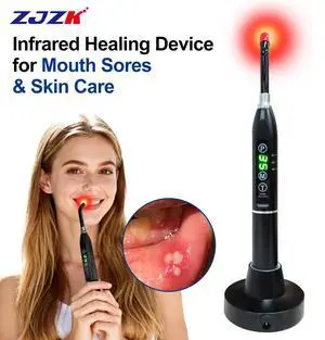 ZJZK Red Light Cold Sore, 3-in-1 Canker Sore Treatment for Lips, Red Light Therapy Device for Cold Sore Lips, Nose, Face Hand