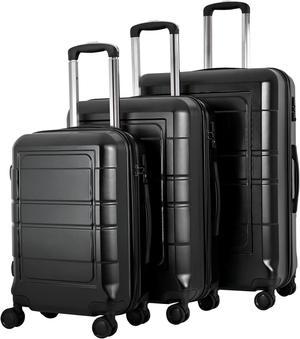 Luggage Sets 3 Piece, ABS+PC Hard Case Lightweight Suitcase Set, with TSA Lock and Spinning Silent Wheels, Large Suitcase (20/24/28),Black