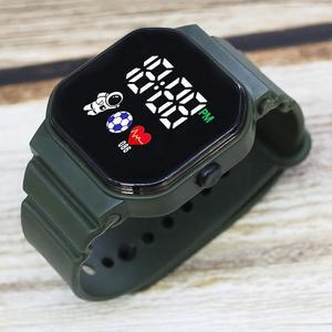 Ultra-Thin Digital Watch for Men Women -Army Green