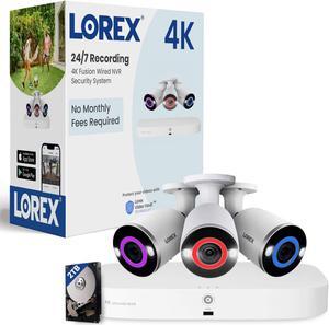 Lorex Fusion 4K Security Camera System w/ 2TB NVR  16 Channel Wired Home Security System & 3 Metal Bullet Cameras  Smart Security Lighting, Motion Detection, Color Night Vision, Weatherproof